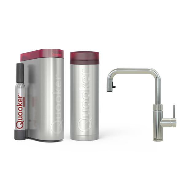 Quooker Flex Square | Reservoirs PRO3 | CUBE | verchromt glänzend | sofort-Kochend-Wasserhahn